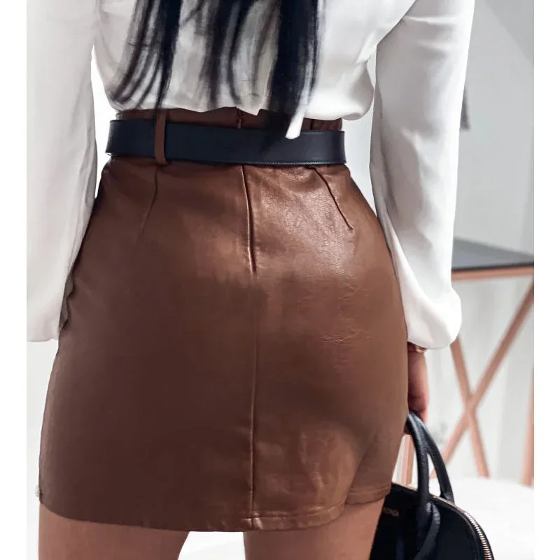 2022-juliafashion-women-pencil-skirt-elegant-fashion-pu-leather-mini-office-lady-solid-color-high-waist-slim-bottoms-sequin-solid-color-skirts