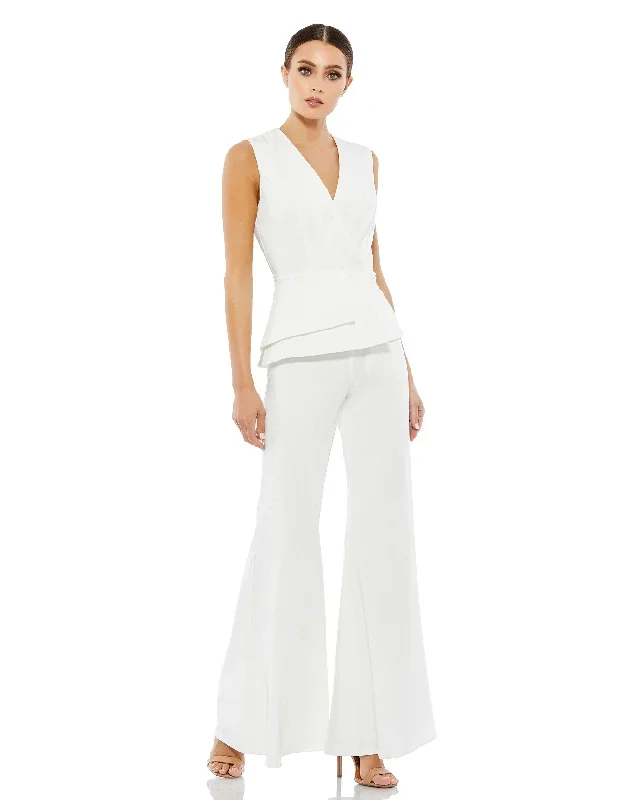 Sleeveless Faux Wrap Peplum Jumpsuit - FINAL SALE