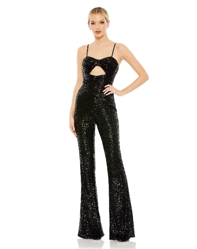 Sequined Spaghetti Strap Cut Out Jumpsuit - FINAL SALE