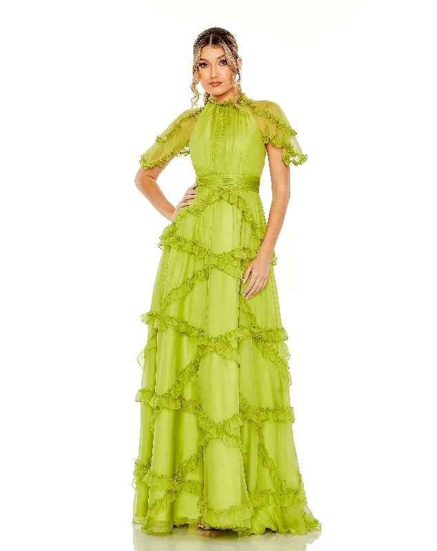 Chiffon Flutter Sleeve Gown