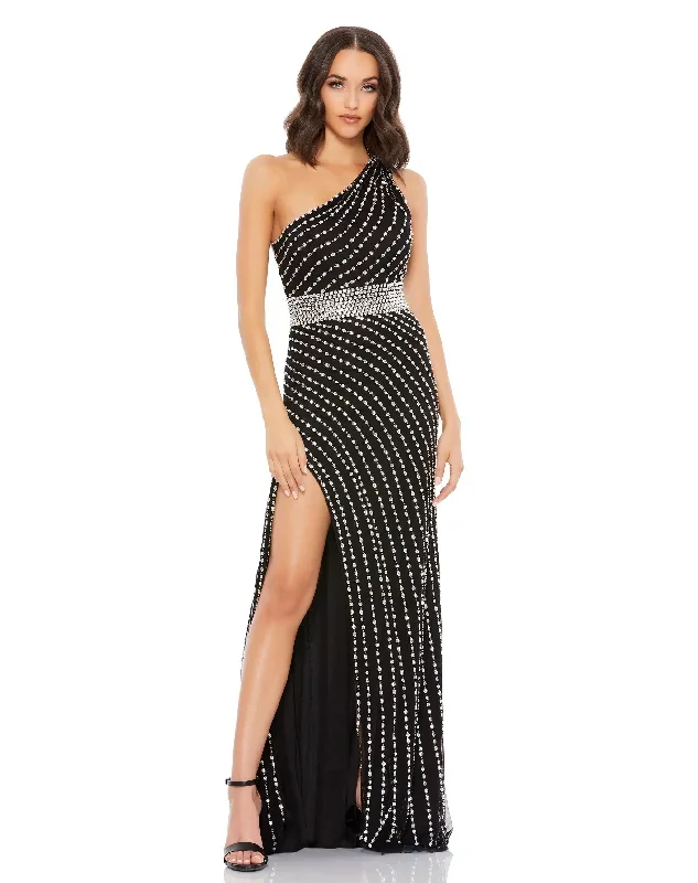 Beaded One Shoulder Gown