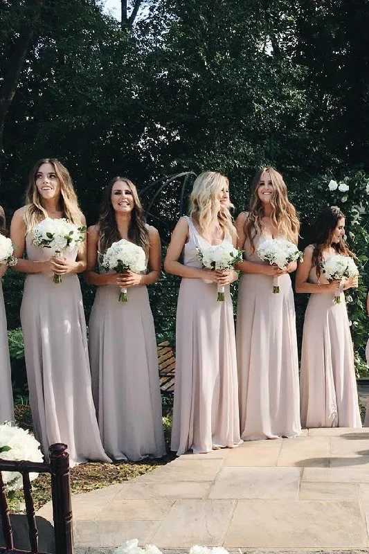 a-line-floor-length-v-neck-beige-chiffon-bridesmaid-dress