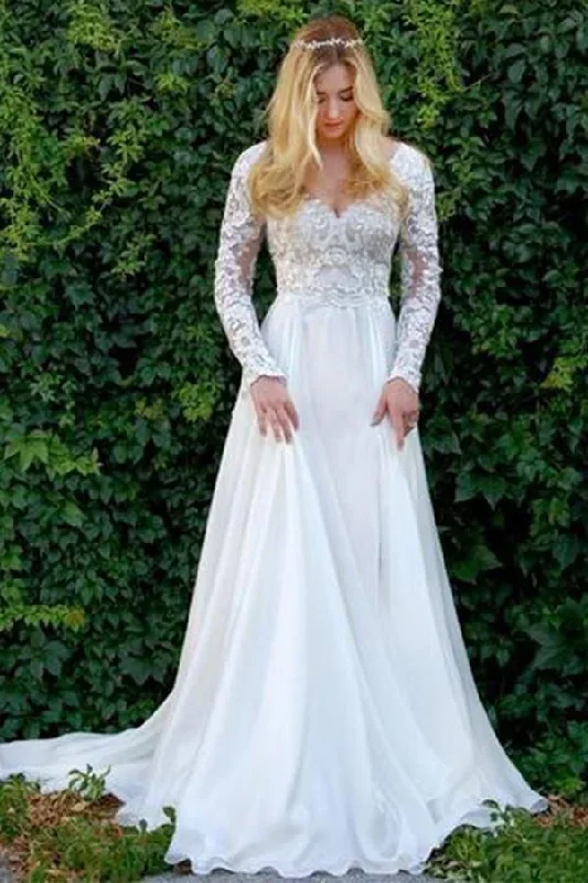 a-line-v-neck-long-sleeves-wedding-dress-with-lace-appliques