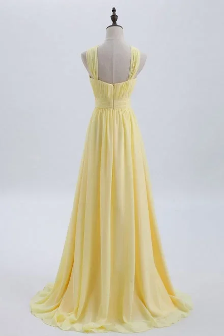 a-line-yellow-chiffon-long-bridesmaid-dress