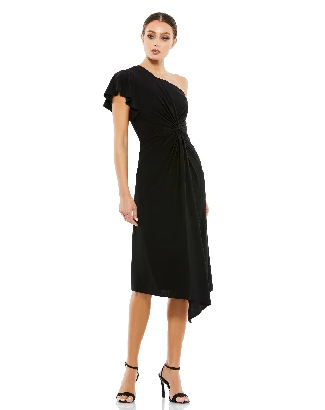 One Shoulder Midi Length Jersey Dress