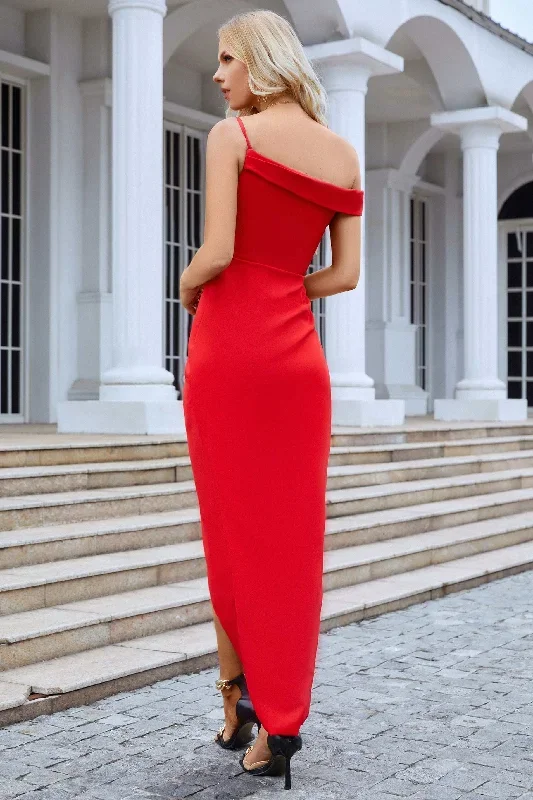 asymmetrical-red-ruched-wrap-cocktail-dress