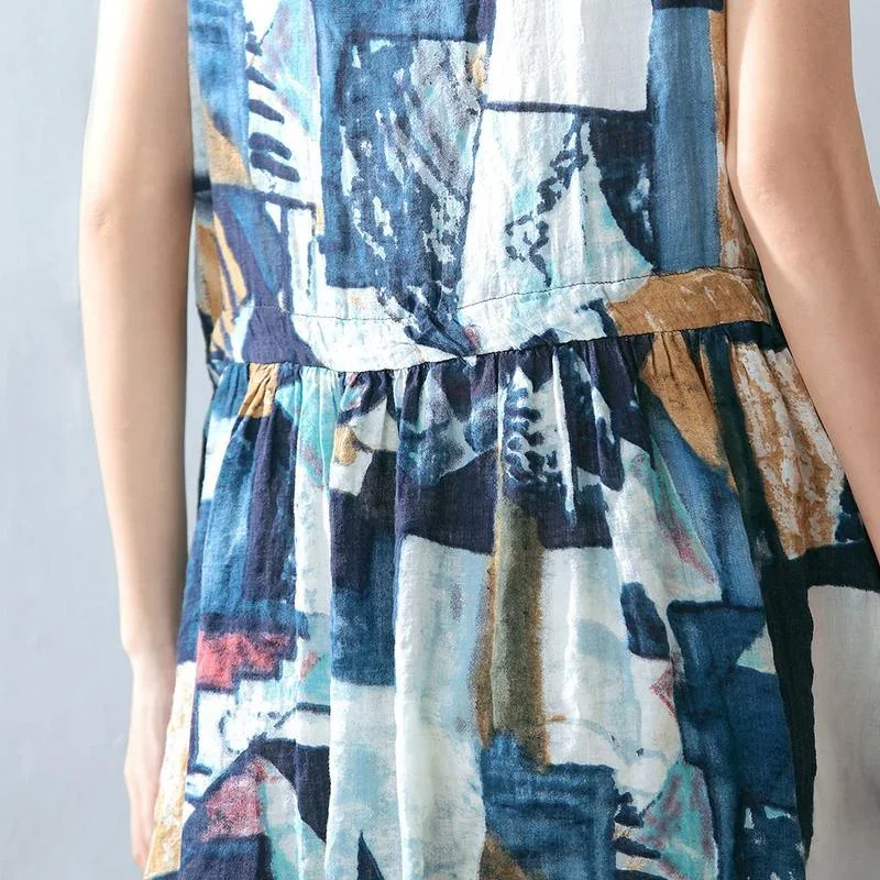 baggy-blue-cotton-dresses-oversized-prints-traveling-dress-casual-sleeveless-maxi-dress