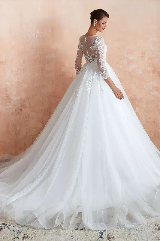 ball-gown-white-lace-long-sleeve-wedding-dress