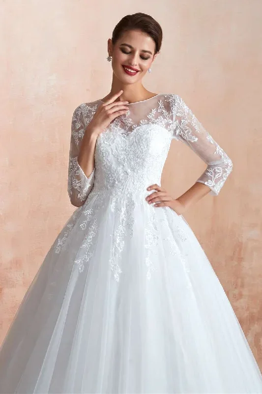 ball-gown-white-lace-long-sleeve-wedding-dress