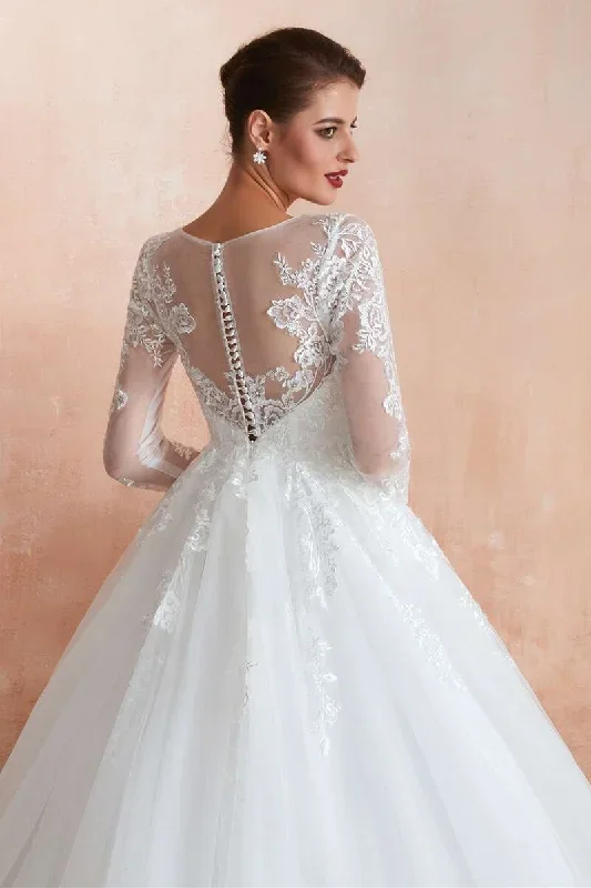 ball-gown-white-lace-long-sleeve-wedding-dress