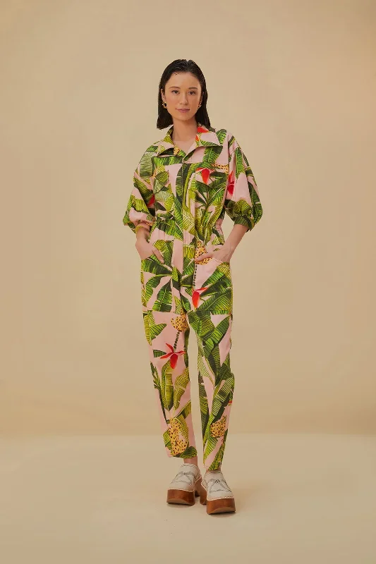 Pink Banana Leaves Jumpsuit