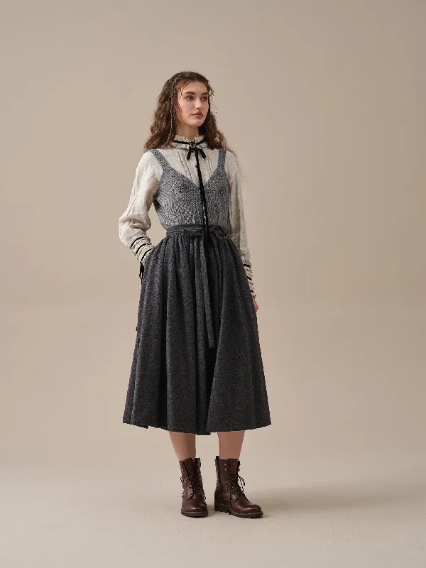 belted-wool-skirt-gray-skirt-pleated-wool-skirt-midi-wool-skirt-vintage-skirt-winter-warm-skirt-pockets-skirt-linennaive