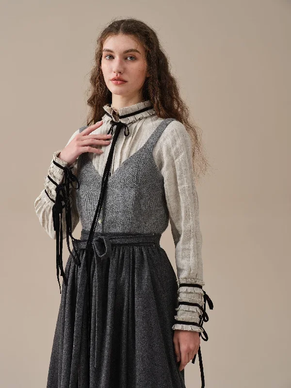 belted-wool-skirt-gray-skirt-pleated-wool-skirt-midi-wool-skirt-vintage-skirt-winter-warm-skirt-pockets-skirt-linennaive