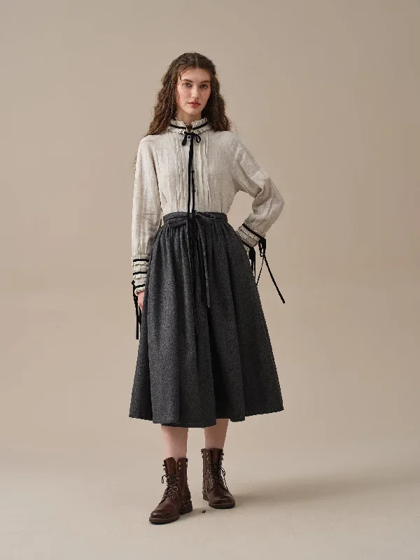 belted-wool-skirt-gray-skirt-pleated-wool-skirt-midi-wool-skirt-vintage-skirt-winter-warm-skirt-pockets-skirt-linennaive