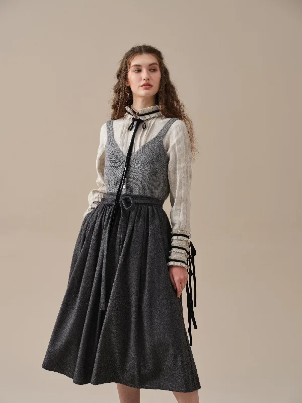 belted-wool-skirt-gray-skirt-pleated-wool-skirt-midi-wool-skirt-vintage-skirt-winter-warm-skirt-pockets-skirt-linennaive