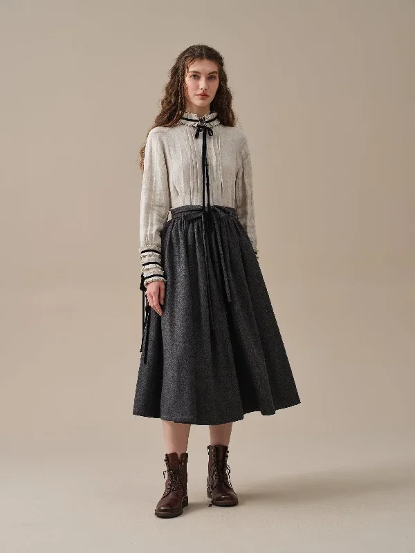 belted-wool-skirt-gray-skirt-pleated-wool-skirt-midi-wool-skirt-vintage-skirt-winter-warm-skirt-pockets-skirt-linennaive