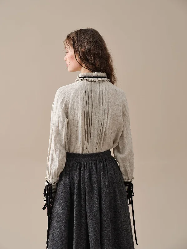 belted-wool-skirt-gray-skirt-pleated-wool-skirt-midi-wool-skirt-vintage-skirt-winter-warm-skirt-pockets-skirt-linennaive