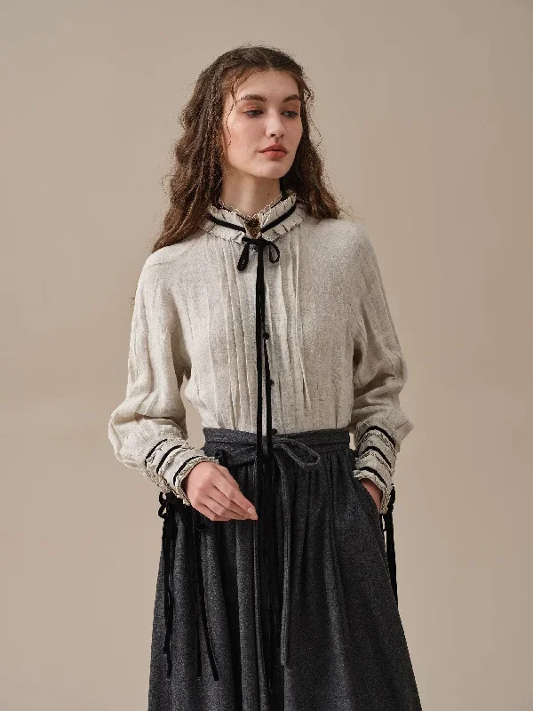 belted-wool-skirt-gray-skirt-pleated-wool-skirt-midi-wool-skirt-vintage-skirt-winter-warm-skirt-pockets-skirt-linennaive