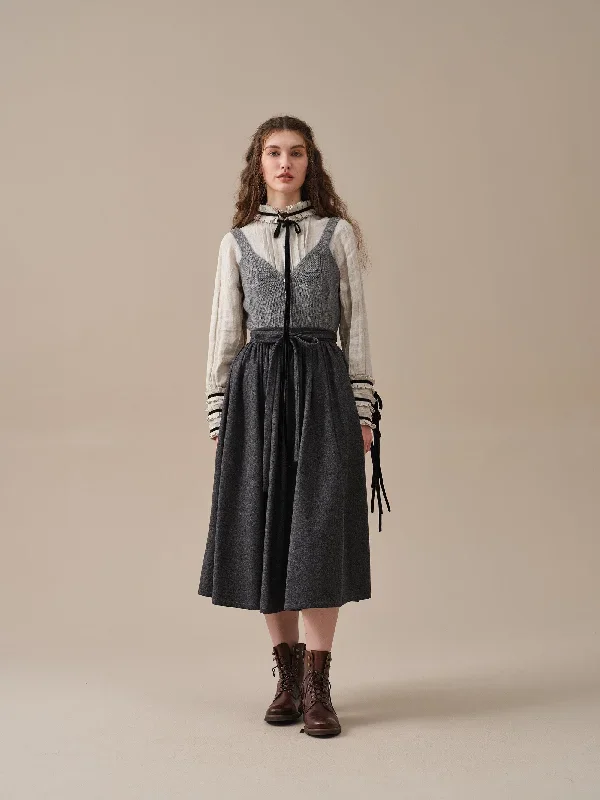 belted-wool-skirt-gray-skirt-pleated-wool-skirt-midi-wool-skirt-vintage-skirt-winter-warm-skirt-pockets-skirt-linennaive