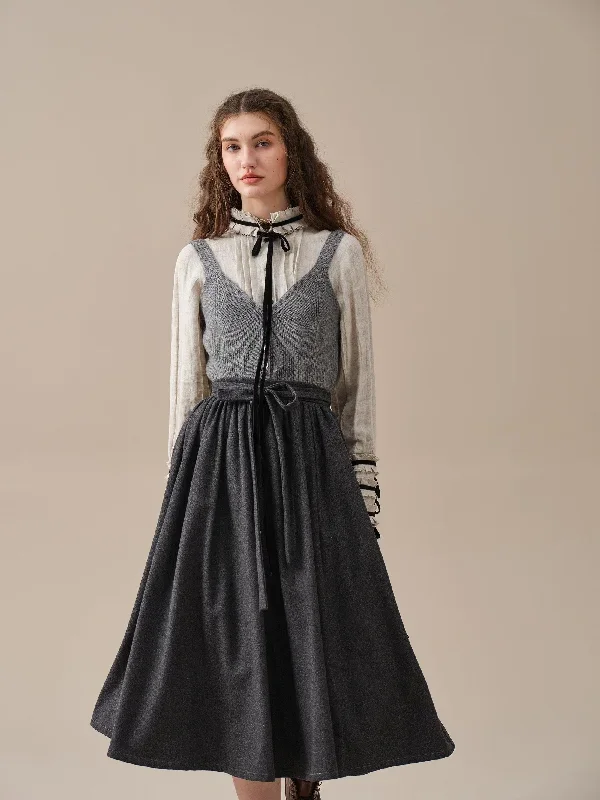 belted-wool-skirt-gray-skirt-pleated-wool-skirt-midi-wool-skirt-vintage-skirt-winter-warm-skirt-pockets-skirt-linennaive