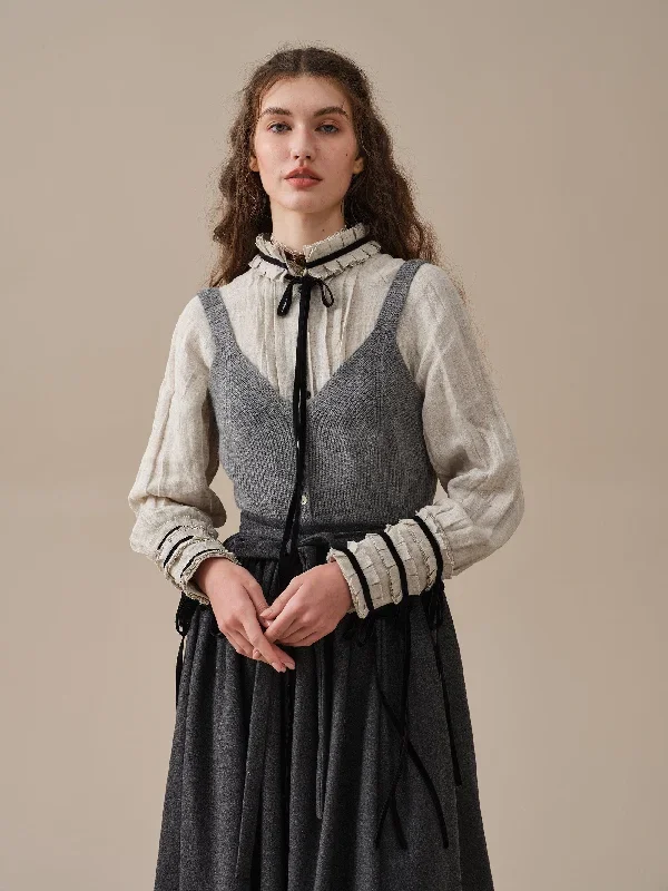 belted-wool-skirt-gray-skirt-pleated-wool-skirt-midi-wool-skirt-vintage-skirt-winter-warm-skirt-pockets-skirt-linennaive