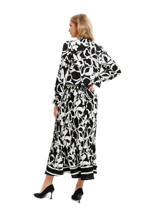 black-and-white-floral-midi-dress-set