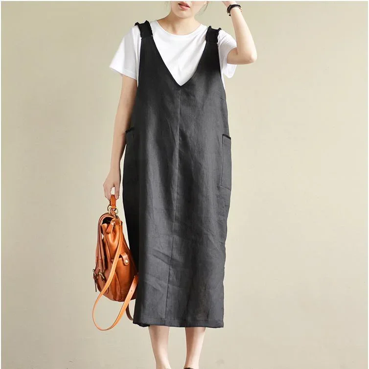 black-casual-linen-dresses-oversize-stylish-sundress-sleeveless-maxi-dress