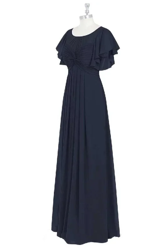 black-crew-neck-ruffled-a-line-bridesmaid-dress