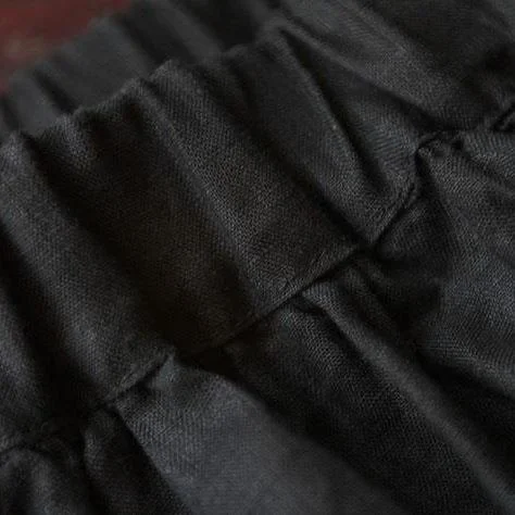 black-linen-summer-skirt-short-linen-skirts-elastic-waist