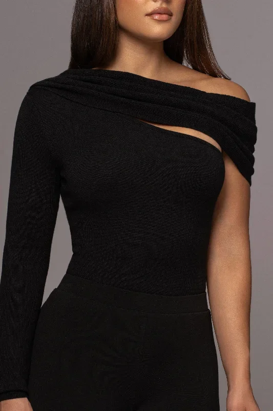 black-zoie-knit-one-shoulder-bodysuit