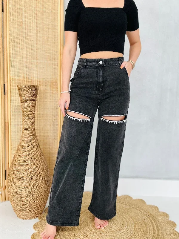 Blank Spaces Wide Leg Jeans - Black