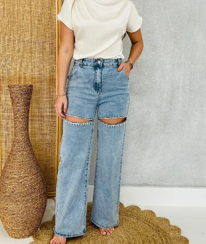 Blank Spaces Wide Leg Jeans - Light Wash