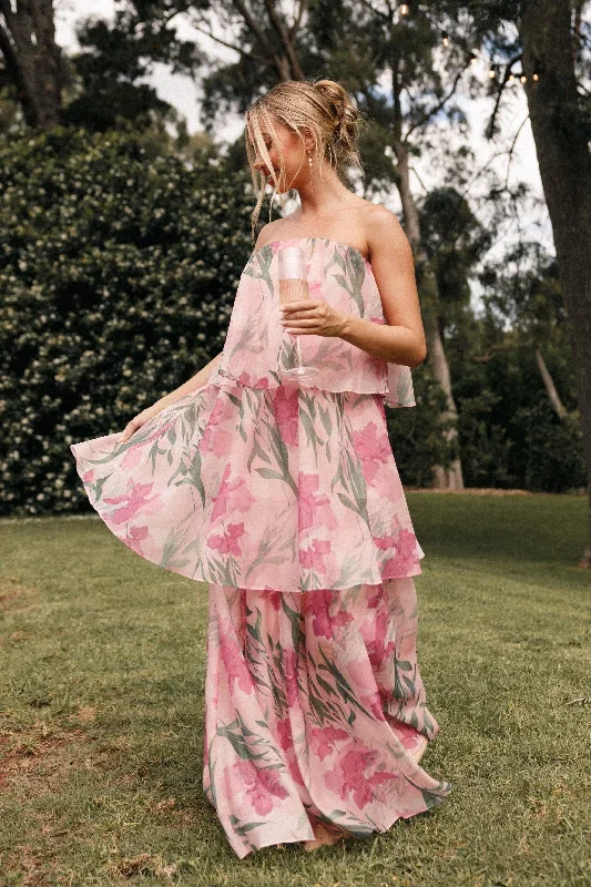 Bloom Strapless Maxi Dress - Pink Floral