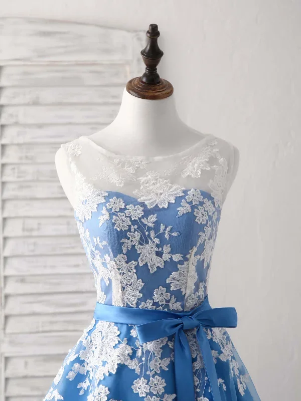 blue-round-neck-tulle-lace-applique-tea-long-prom-dress-bridesmaid-dress