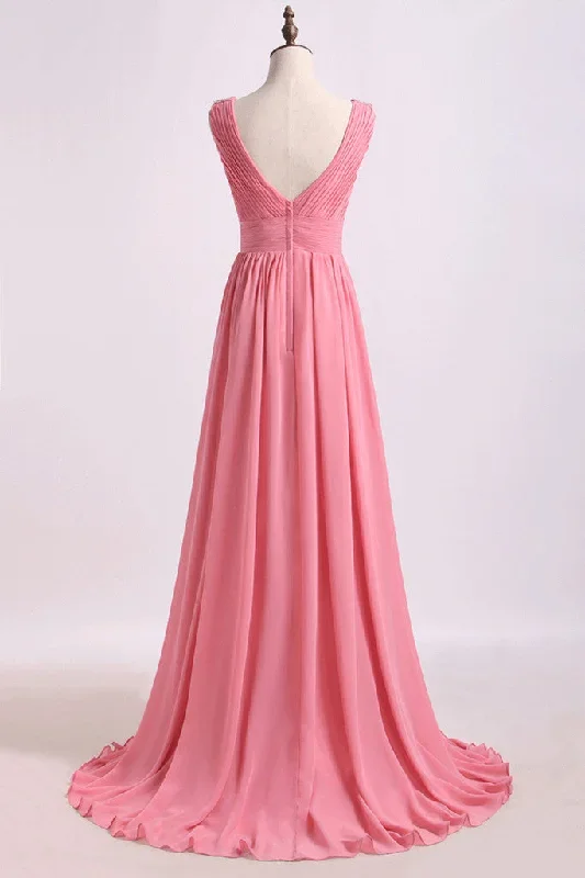 blush-pink-beaded-shhoulder-chiffon-bridesmaid-dress