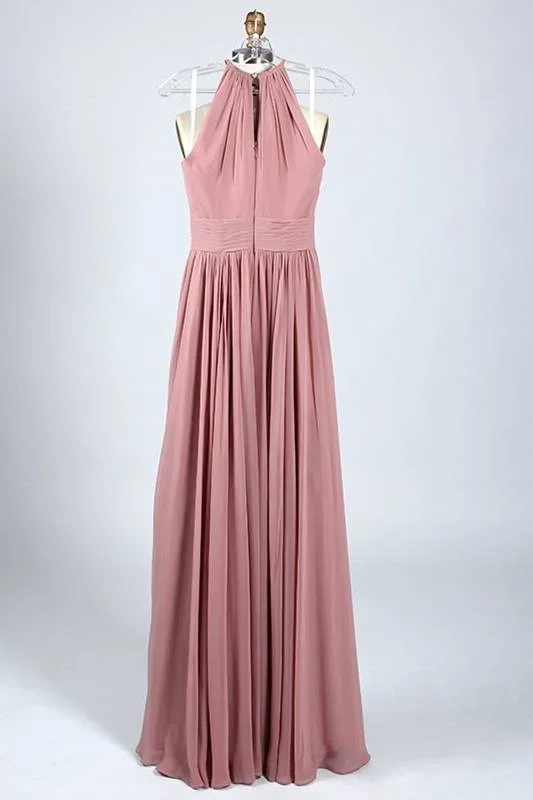 blush-pink-keyhole-pleated-chiffon-bridesmaid-dress