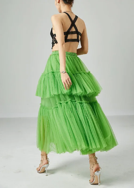 boho-green-elastic-waist-patchwork-wrinkled-tulle-skirts-summer