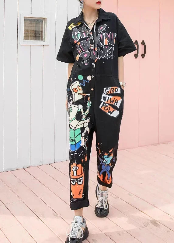 boutique-black-pockets-cartoon-print-patchwork-cotton-jumpsuits-summer