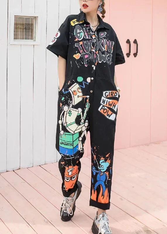 boutique-black-pockets-cartoon-print-patchwork-cotton-jumpsuits-summer