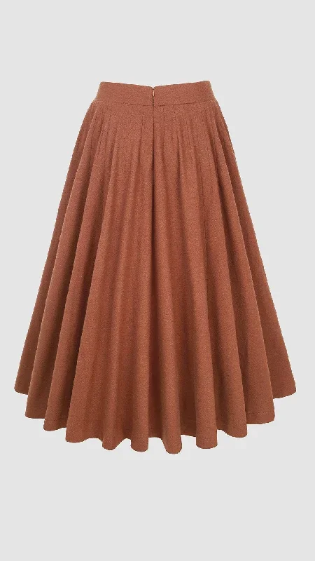 brown-wool-skirt-pleated-wool-skirt-winter-skirt-wool-circle-skirt-flared-skirt-a-line-skirt-handmade-skirts-linennaive