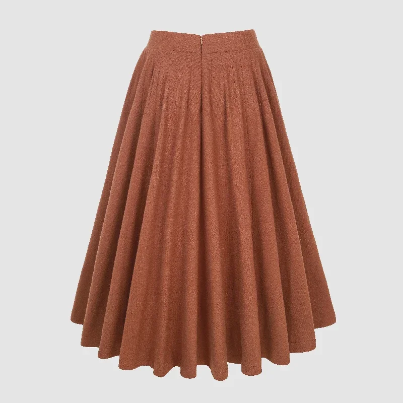 brown-wool-skirt-pleated-wool-skirt-winter-skirt-wool-circle-skirt-flared-skirt-a-line-skirt-handmade-skirts-linennaive