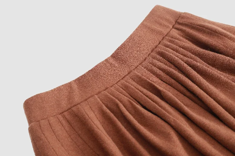 brown-wool-skirt-pleated-wool-skirt-winter-skirt-wool-circle-skirt-flared-skirt-a-line-skirt-handmade-skirts-linennaive