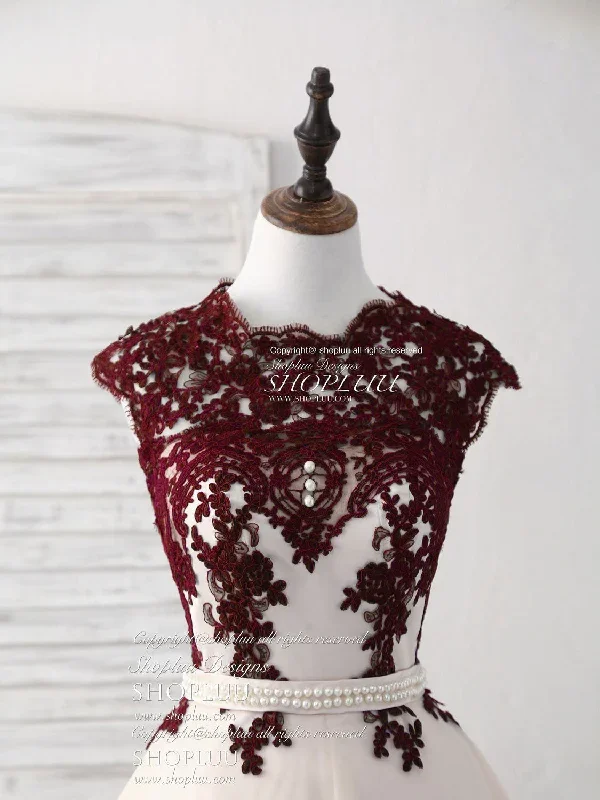 burgundy-lace-tulle-short-prom-dress-burgundy-bridesmaid-dress