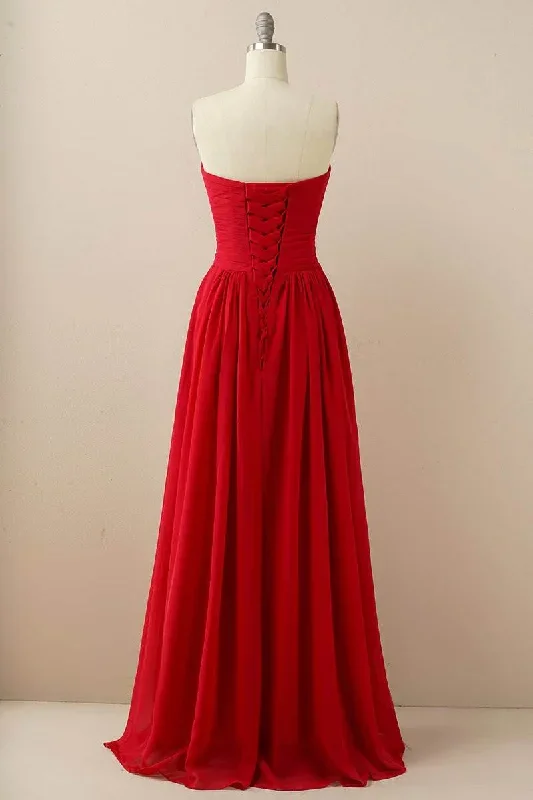 burgundy-sweetheart-chiffon-bridesmaid-dress