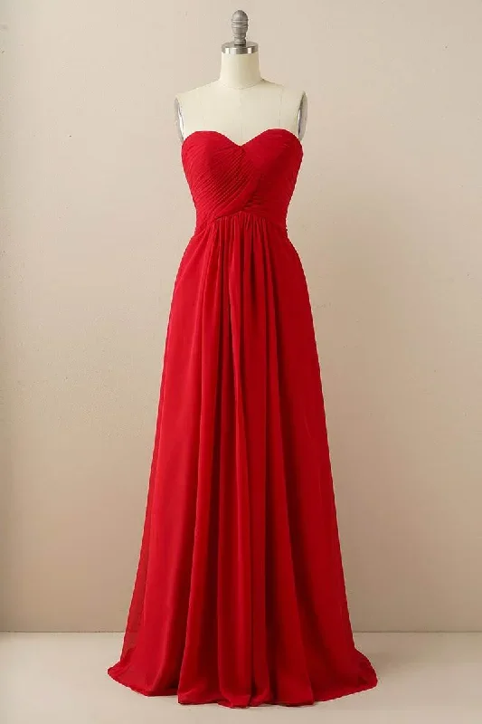 burgundy-sweetheart-chiffon-bridesmaid-dress