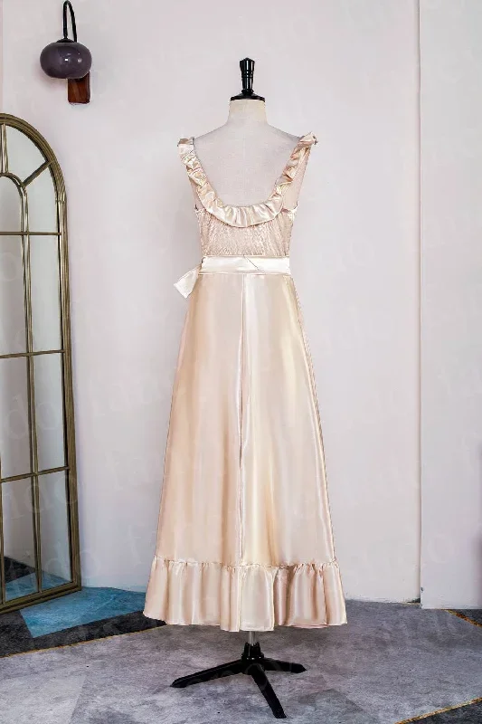 champagne-square-neck-ruffle-midi-bridesmaid-dress