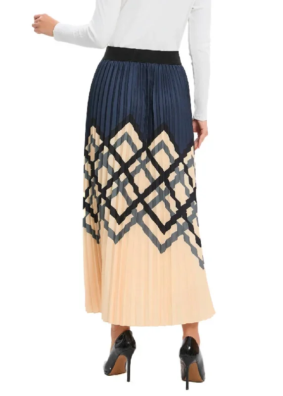 chic-print-elastic-pleated-midi-skirt