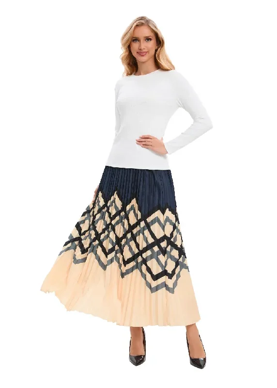 chic-print-elastic-pleated-midi-skirt