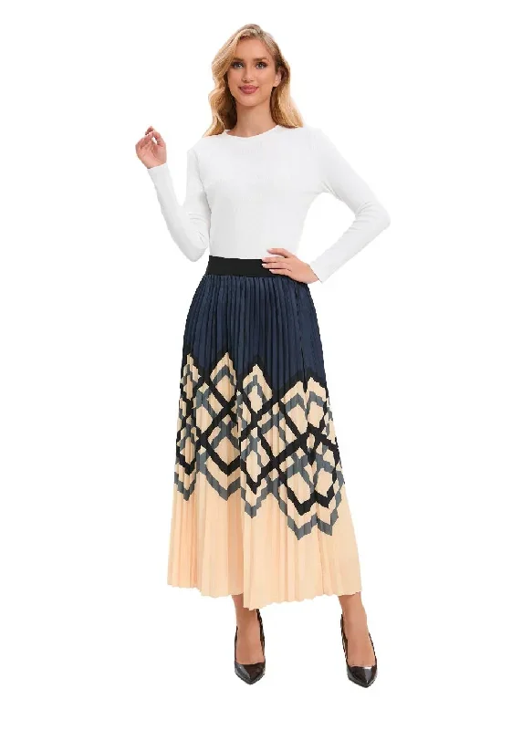 chic-print-elastic-pleated-midi-skirt