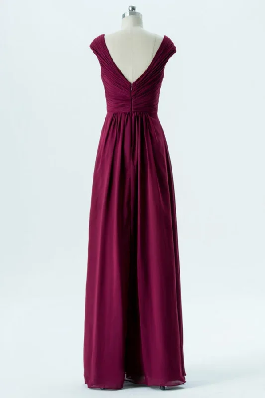 chiffon-berry-long-bridesmaid-dress-with-cap-sleeves